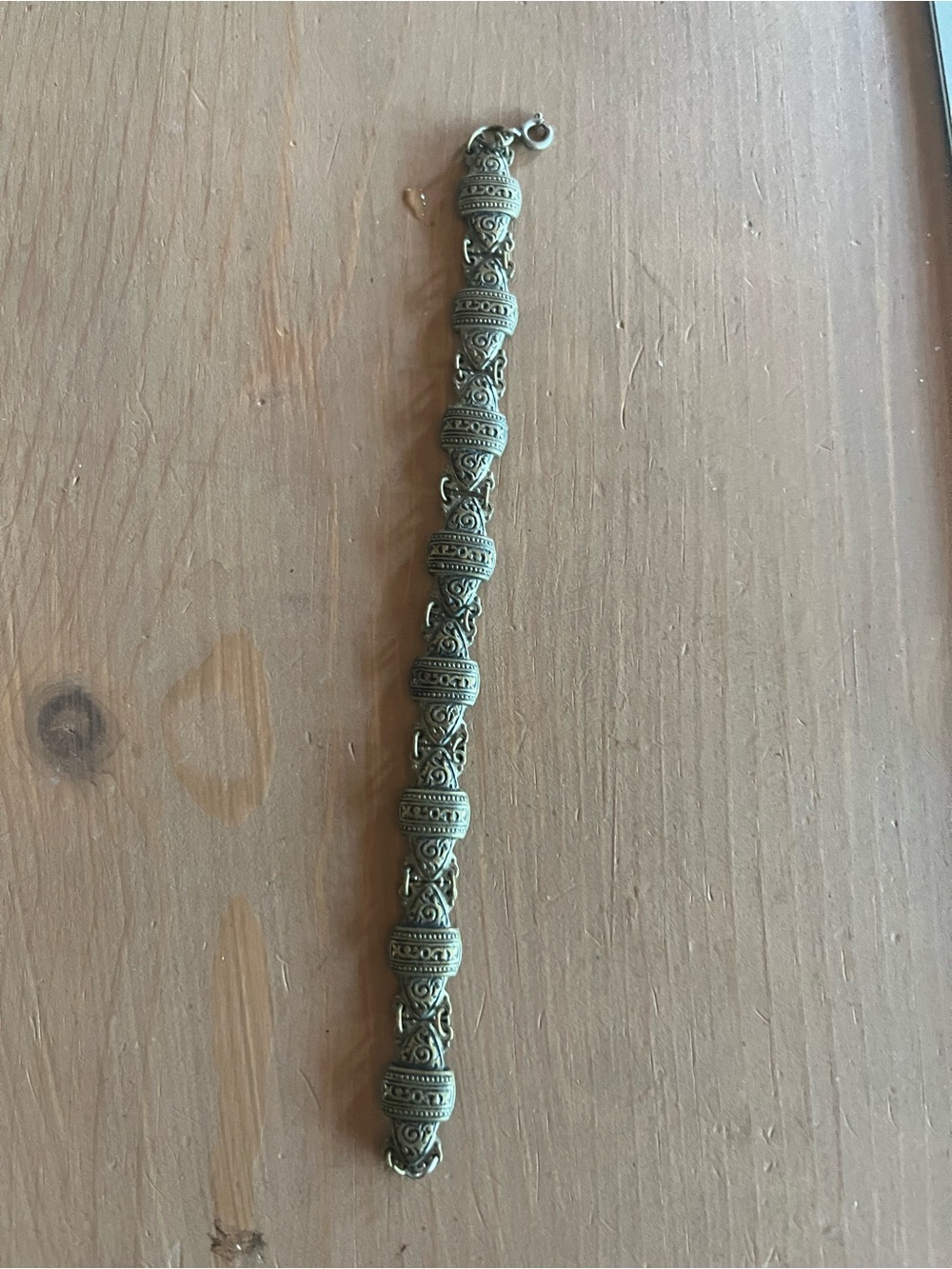 Vintage boho brass bracelet gold tone elegant festival Indonesian handmade euc